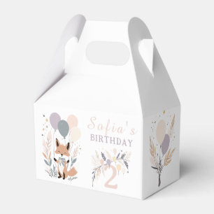 Pastel Boho Fox and Balloons Birthday Favour Box