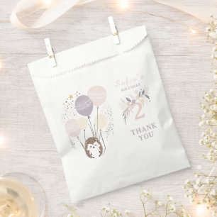 Pastel Boho Hedgehog and Balloons Birthday Favour Bags