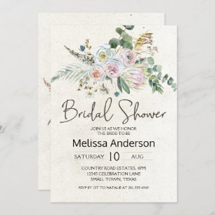 Pastel Boho Neutral Floral Elegant Bridal Shower