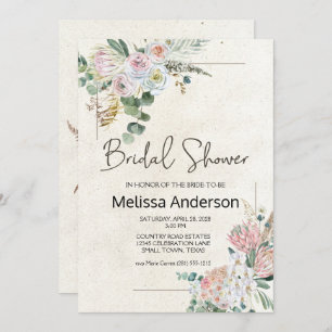 Pastel Boho Neutral Floral Elegant Bridal Shower 