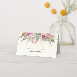 Pastel Boho Neutral Floral Wedding Place Card