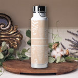 Pastel Boho Peach White Feathers Add Name Water Bottle<br><div class="desc">Boho Water Bottle.</div>