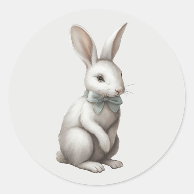 Pastel Boho Rabbit Classic Round Sticker (Front)