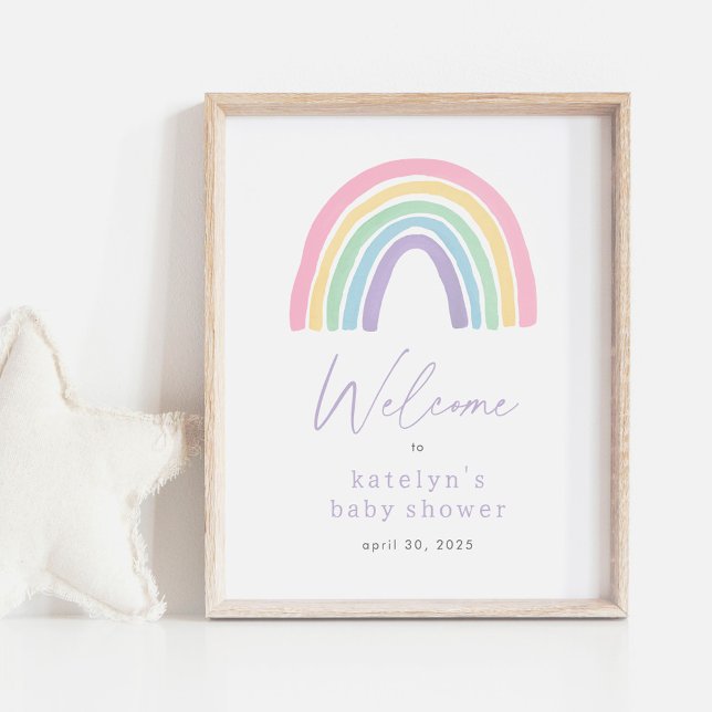 Pastel Boho Rainbow Baby Shower Welcome Sign (Creator Uploaded)