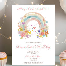 Pastel Boho Rainbow Floral 1st Birthday