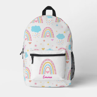 Pastel Boho rainbow pattern with clouds custom  Printed Backpack