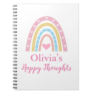 Pastel Boho Rainbow  Personalised Girl  Notebook