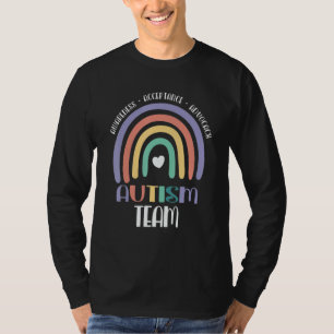 Pastel Boho Rainbow Proud Team Autism Family Match T-Shirt