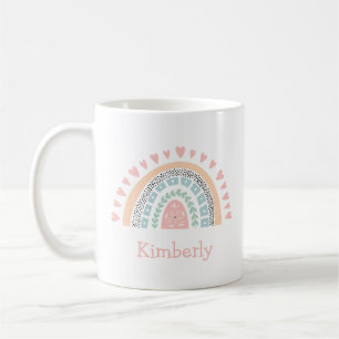 Pastel Boho Rainbow with Name Coffee Mug