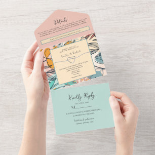 Pastel Boho Wedding All In One Invitation