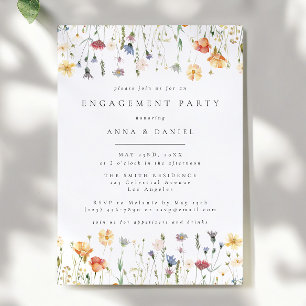 Pastel Boho Wildflower Engagement Party Invitation