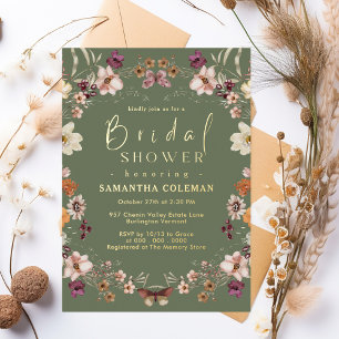 Pastel Boho Wildflower Sage Green Bridal Shower