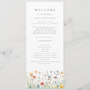 Pastel Boho Wildflower Wedding Program Programme