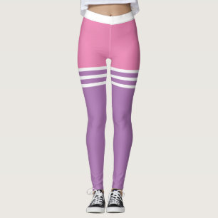 Pastel Bold Colours mix with White Thigh Stripes Leggings