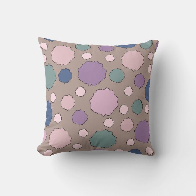 Pastel bold muted tones colourful polka dot pillow (Front)