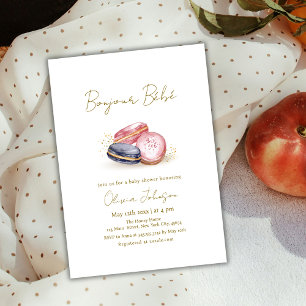 Pastel Bonjour Bébé French Macarons Baby Shower  Invitation