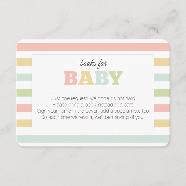 Pastel books for baby enclosure, neutral colours enclosure card (Front)