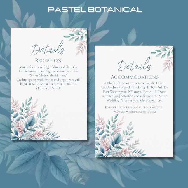 Pastel Botanical Wedding Details-  Enclosure Card (Pastel Botanical Details-Wedding Enclosure Cards)