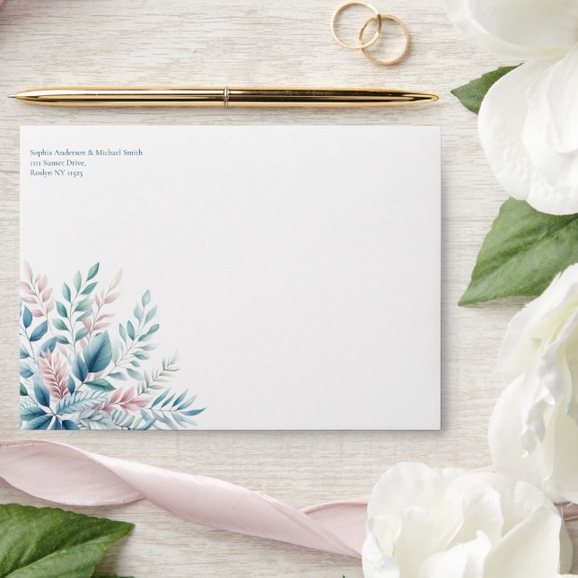 Pastel Botanical Wedding Envelope (Wedding)