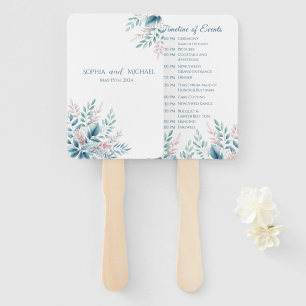 Pastel Botanical Wedding Program Hand Fan