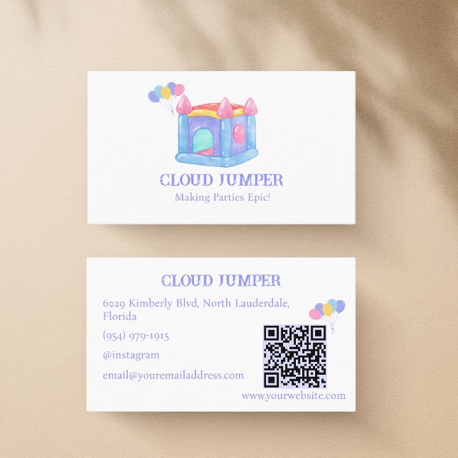 Pastel Bounce House Rentals QR Code Business Card (Creator Uploaded)