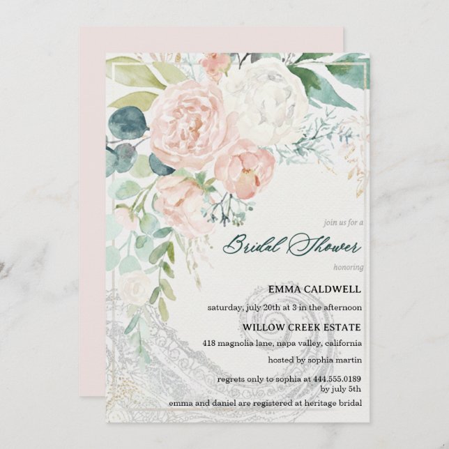 Pastel Bouquet Bridal Shower Invitation (Front/Back)