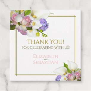 Pastel Bouquet Spring Floral Pink & Gold Wedding Favour Tags