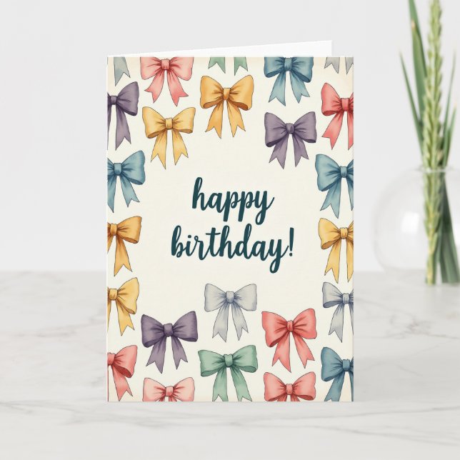 Pastel Bow Birthday Card (Front)