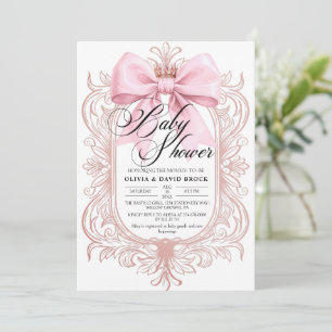 Pastel Bow Bohemian Girl Baby Shower Invitation