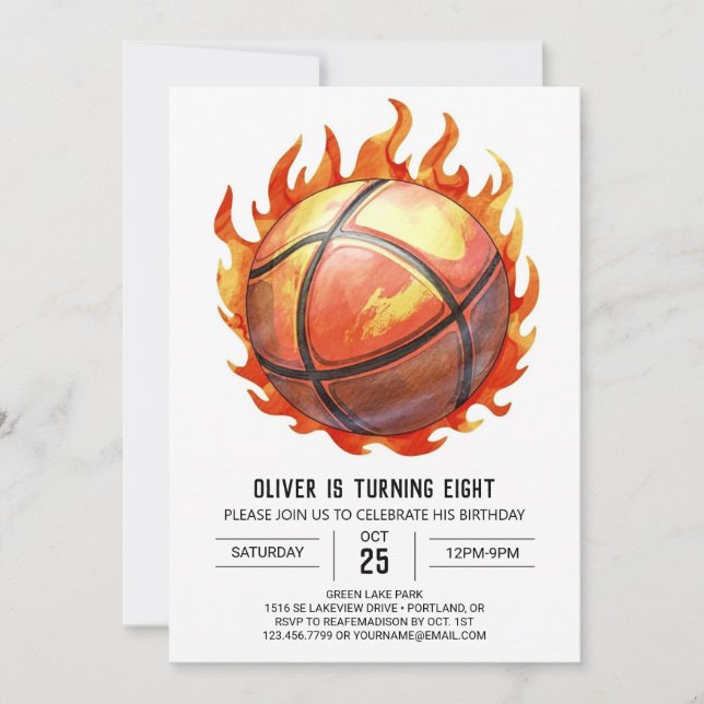 Pastel Boy Modern Basketball Birthday Invitation (Front)
