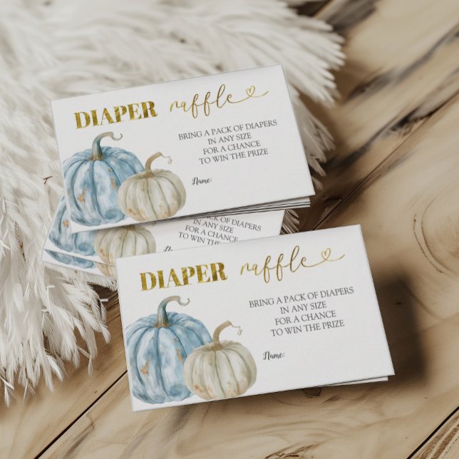 Pastel Boy Pumpkin Baby Shower Diaper Raffle  Enclosure Card (Creator Uploaded)