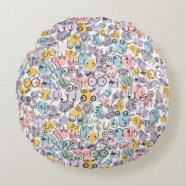 pastel breast design round cushion (Front)