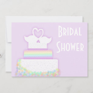 Pastel Bridal Shower Swan Cake Invitation