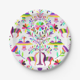 Pastel Brights Otomi Print Paper Plates