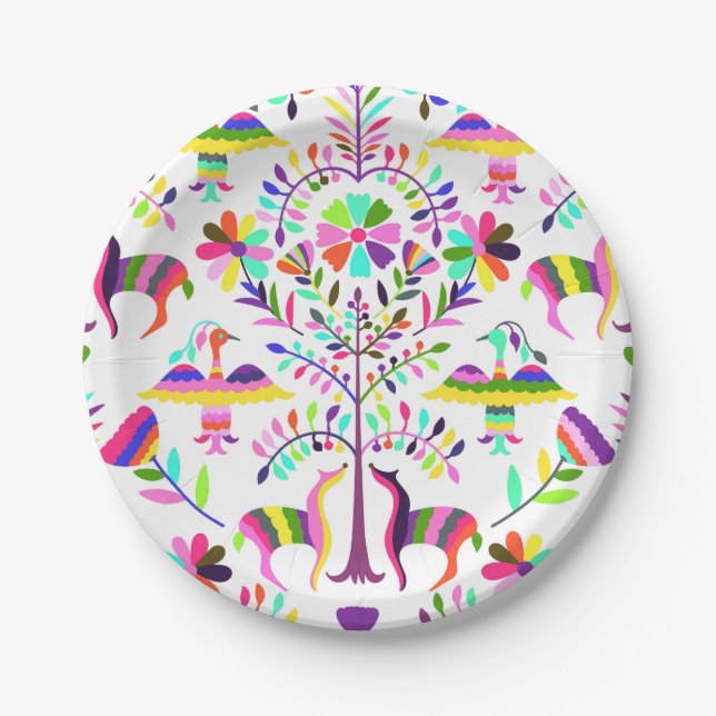 Pastel Brights Otomi Print Paper Plates (Front)
