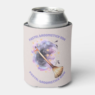 Pastel Broomstick Ride Can Cooler