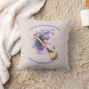 Pastel Broomstick Ride – Whimsical Witch Broom Cushion