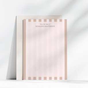 Pastel Brown Stripes Elegant Monogram Card