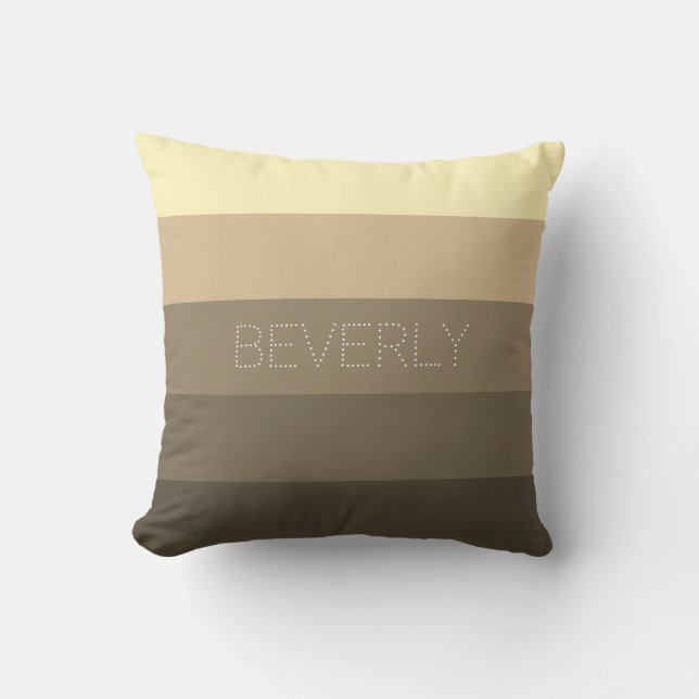 Pastel Brown Tan Yellow 5 Colours Personalised Nam Cushion (Front)
