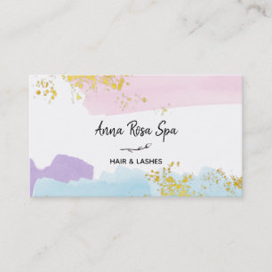 *~* Pastel Brush Splash Gold Glitter Rose Bud  Business Card