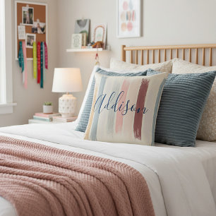 Pastel brush strokes personalised cushion