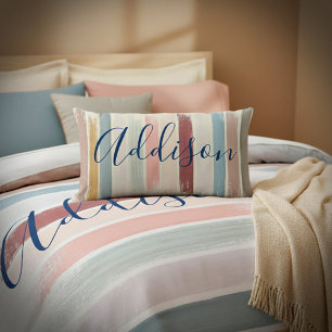 Pastel brush strokes personalised lumbar cushion