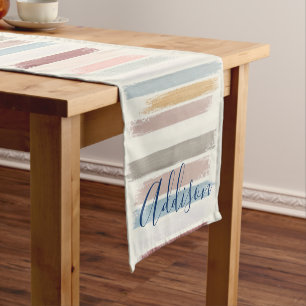 Pastel brush strokes personalised short table runner
