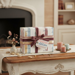 Pastel brush strokes personalised wrapping paper