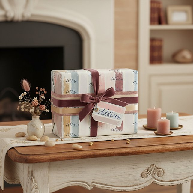 Pastel brush strokes personalised  wrapping paper (Creator Uploaded)