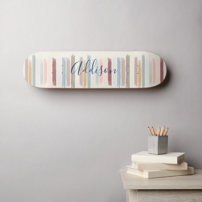 Pastel brush strokes personalized  skateboard (Wall Art (Horz))