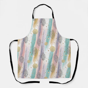 Pastel Brushstroke & Gold Geometric Abstract Apron