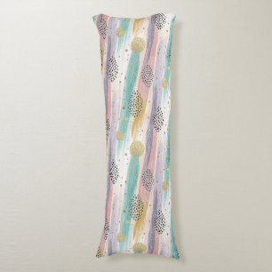 Pastel Brushstroke & Gold Geometric Abstract Body Cushion