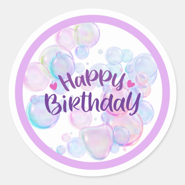Pastel Bubble “Happy Birthday” Sticker (Front)