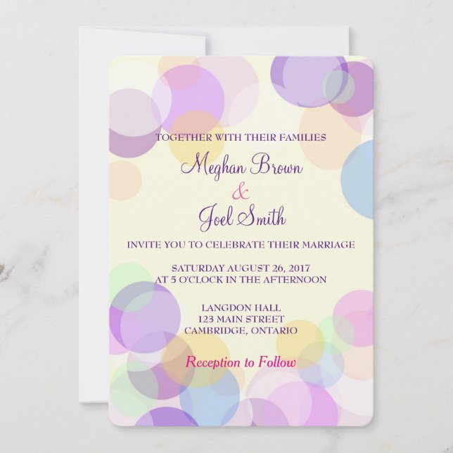 Pastel Bubble Wedding Invitation (Front)